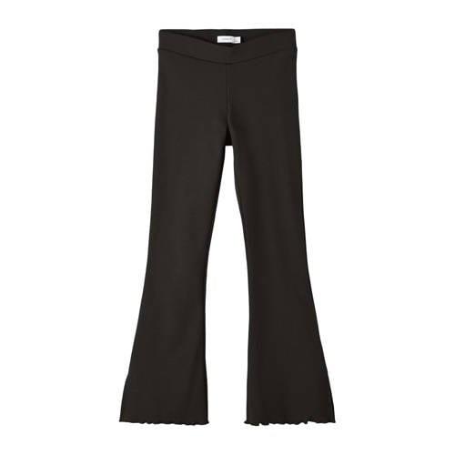 NAME IT KIDS flared broek NKFKOMI zwart Meisjes Polyester Effen - 128