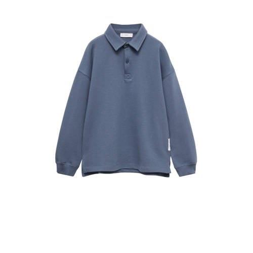 Mango Kids polo middenblauw Jongens Katoen Polokraag Effen - 152