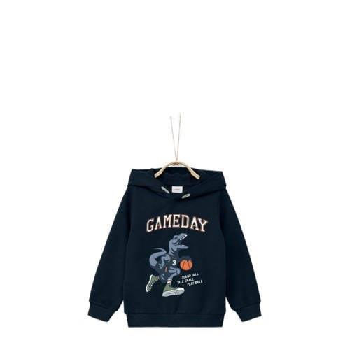 s.Oliver hoodie met printopdruk donkerblauw Sweater Jongens Katoen Cap...