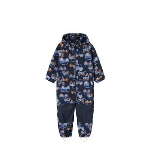 NAME IT MINI softshell buitenspeelpak met all over print donkerblauw/l...