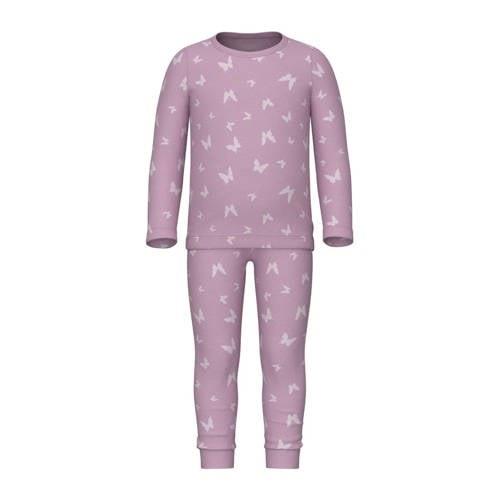 NAME IT MINI pyjama NMFNIGHTSETBUTTERFLY lila/wit Paars Meisjes Stretc...