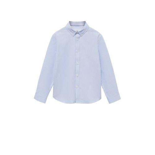 Mango Kids gestreepte blouse lichtblauw/wit Meisjes Katoen Klassieke k...