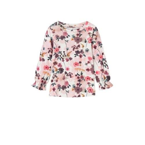 NAME IT MINI gebloemde longsleeve NMFLALOU roze/paars/wit Meisjes Stre...