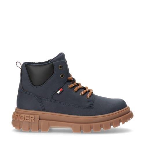 Tommy Hilfiger veterboots donkerblauw Jongens Polyester Effen - 40