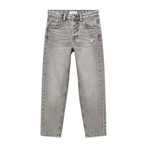 Mango Kids mom jeans grey denim Grijs Effen - 128 | Jeans van Mango Ki...