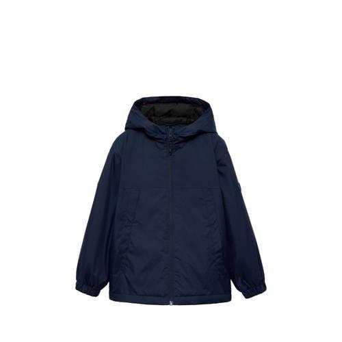 Mango Kids jas donkerblauw Jongens Polyester Capuchon Effen - 128