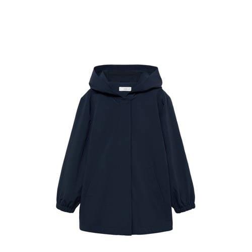 Mango Kids jas donkerblauw Meisjes Polyamide Capuchon Effen - 152