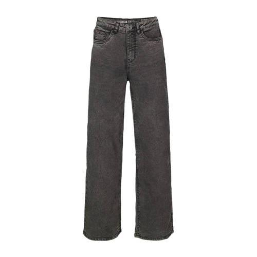 Garcia high waist straight fit jeans dark used Grijs Meisjes Stretchde...