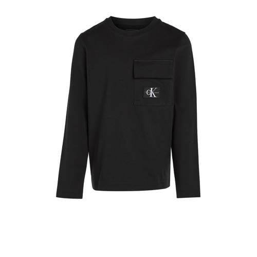 Calvin Klein longsleeve zwart Jongens Katoen Ronde hals Effen - 176