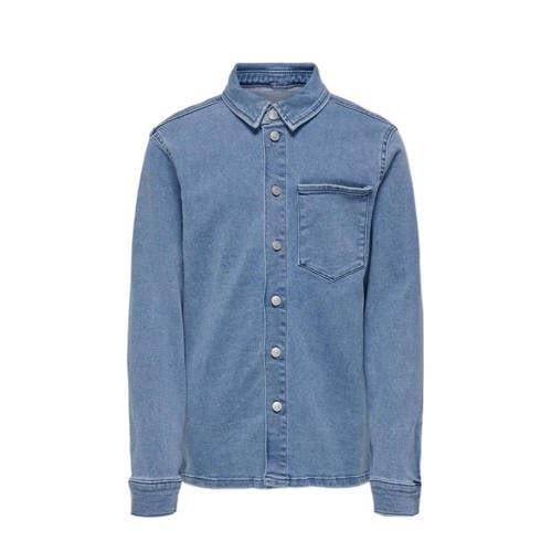 KIDS ONLY BOY denim overhemd light blue denim Blauw Effen - 170