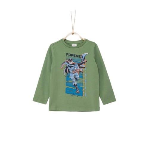 s.Oliver longsleeve met printopdruk groen Jongens Katoen Ronde hals Pr...