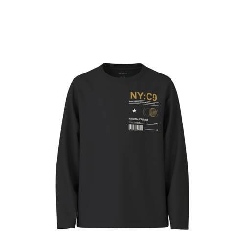 NAME IT KIDS longsleeve NKMVAGNO met printopdruk Zwart Jongens Katoen ...