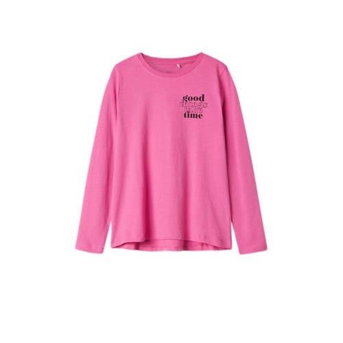 NAME IT KIDS longsleeve NKFVIOLET met printopdruk roze Meisjes Katoen ...