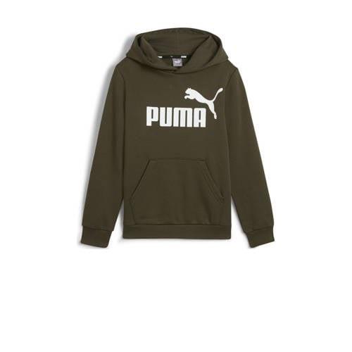 Puma sweater met logo olijfgroen/wit Jongens Katoen Capuchon Logo - 17...