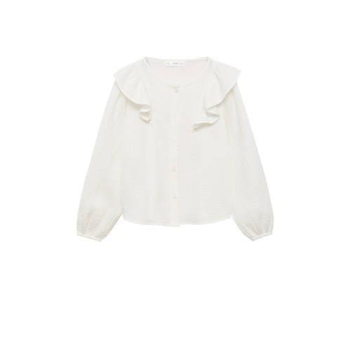 Mango Kids blouse wit Meisjes Katoen Ronde hals Effen - 164