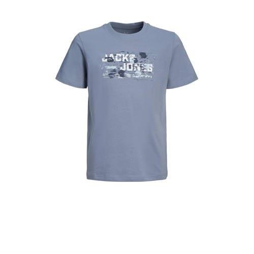 JACK & JONES JUNIOR T-shirt met printopdruk grijsblauw Jongens Katoen ...