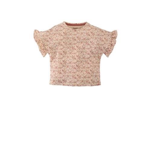 Z8 T-shirt Jimena beige Meisjes Stretchkatoen Rolkraag Bloemen - 92