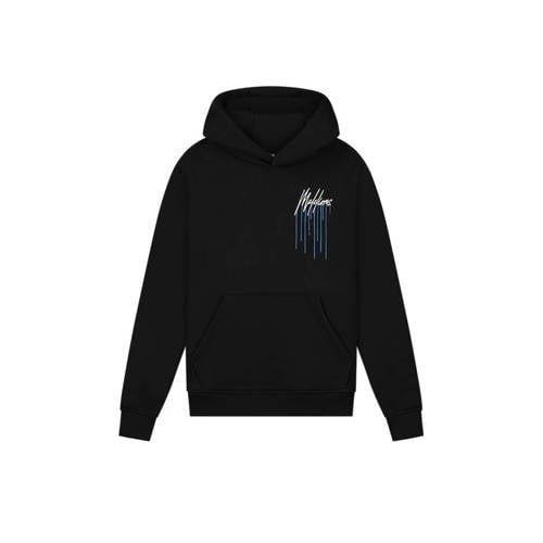 Malelions hoodie Painter met backprint zwart/kobalt blauw Sweater Jong...