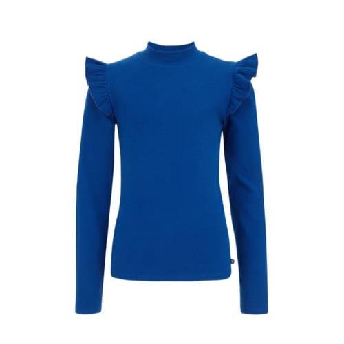 WE Fashion longsleeve Blauw Meisjes Stretchkatoen Ronde hals Effen - 1...