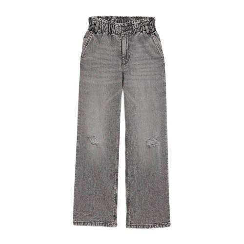 WE Fashion high waist straight fit jeans grey denim Grijs Effen - 170