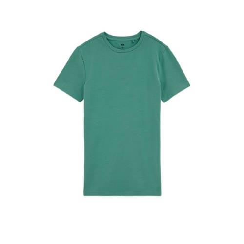 WE Fashion T-shirt Groen Jongens Stretchkatoen Ronde hals Effen - 146/...