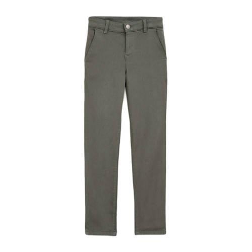 WE Fashion slim fit broek Groen Jongens Katoen Effen - 122