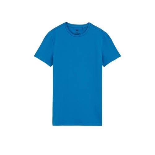 WE Fashion T-shirt Blauw Jongens Stretchkatoen Ronde hals Effen - 110/...