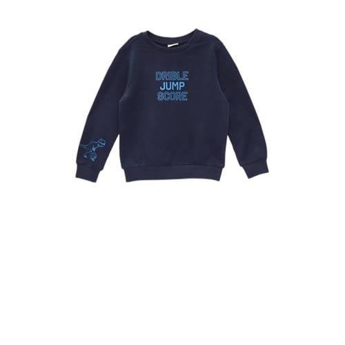 s.Oliver sweater met tekst marine Blauw Jongens Katoen Ronde hals Teks...