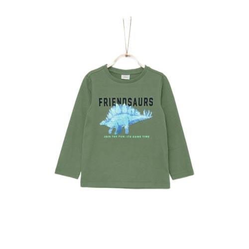 s.Oliver longsleeve met printopdruk groen Jongens Katoen Ronde hals Pr...