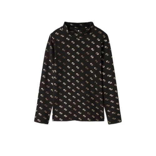 NAME IT KIDS longsleeve NKFNIKANEL met all over print zwart/goud Meisj...