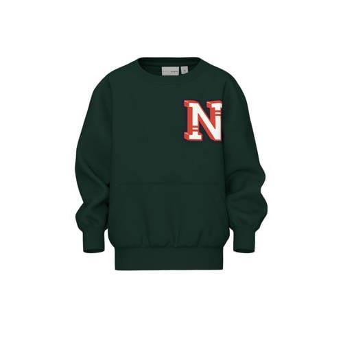 NAME IT MINI sweater met printopdruk groen Printopdruk - 110