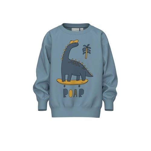 NAME IT MINI sweater met printopdruk blauw Printopdruk - 104