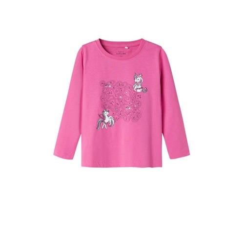 NAME IT MINI longsleeve met printopdruk roze Meisjes Katoen Ronde hals...