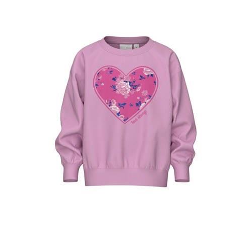 NAME IT MINI sweater met printopdruk roze Printopdruk - 104