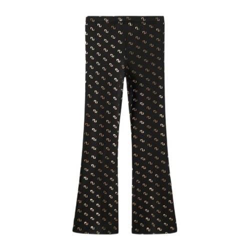 NAME IT KIDS flared broek NKFNIKANEL met all over print zwart/goud Mei...