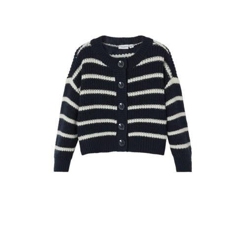 NAME IT MINI gestreept vest donkerblauw/ecru Meisjes Acryl V-hals Stre...