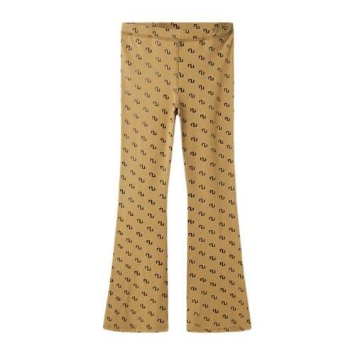 NAME IT KIDS flared broek NKFNIKANEL met all over print mosterd/zwart ...