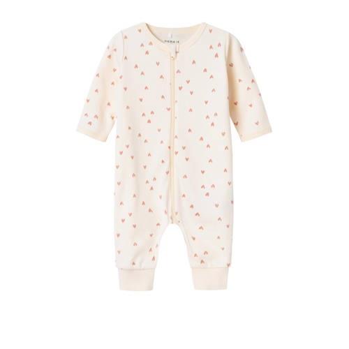 NAME IT BABY pyjama NBFNIGHTSUIT offwhite/roze Ecru Meisjes Katoen Ron...