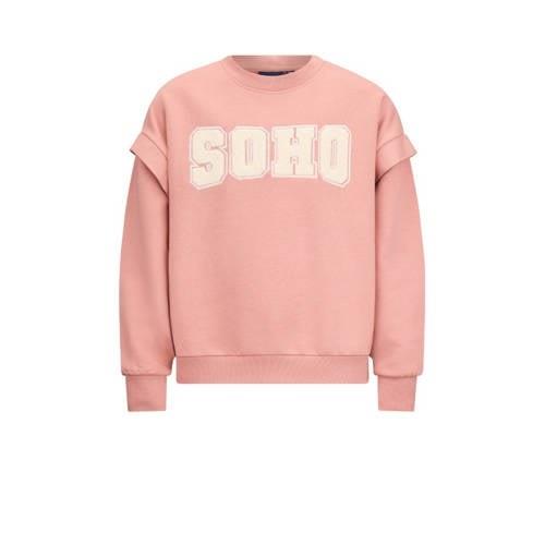 Retour Jeans sweater Abadou met tekst roze Beige Tekst - 122/128