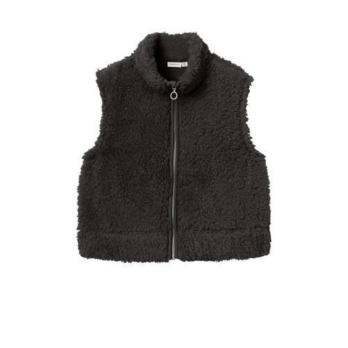 NAME IT KIDS bodywarmer NKFNENNY zwart Meisjes Teddy Opstaande kraag E...