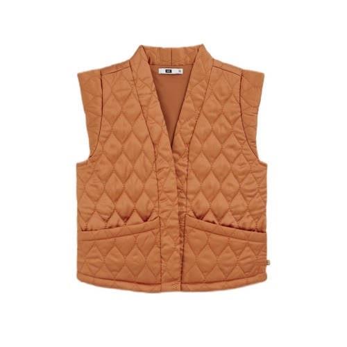 WE Fashion gilet donkeroranje Meisjes Polyester V-hals Effen - 122/128