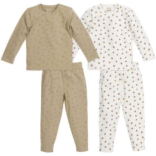 Meyco pyjama Mini Panther - set van 2 Offwhite/Sand Beige Jongens/Meis...