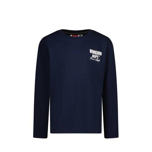 Vingino longsleeve Basic met printopdruk donkerblauw Jongens Katoen Ro...