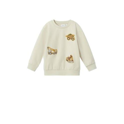 NAME IT MINI sweater NMMNICE met printopdruk ecru Printopdruk - 98