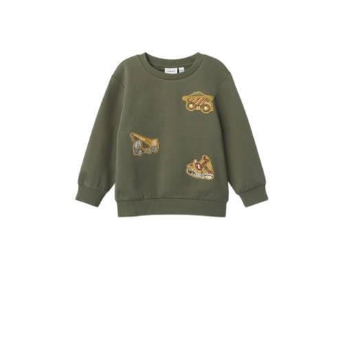 NAME IT MINI sweater NMMNICE met printopdruk groen Printopdruk - 104