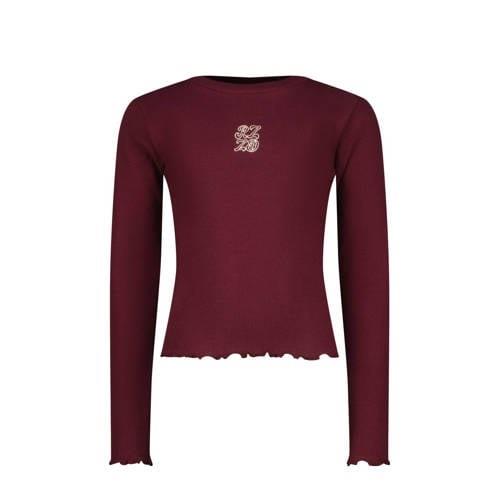 Raizzed longsleeve donkerrood Meisjes Stretchkatoen Ronde hals Effen -...