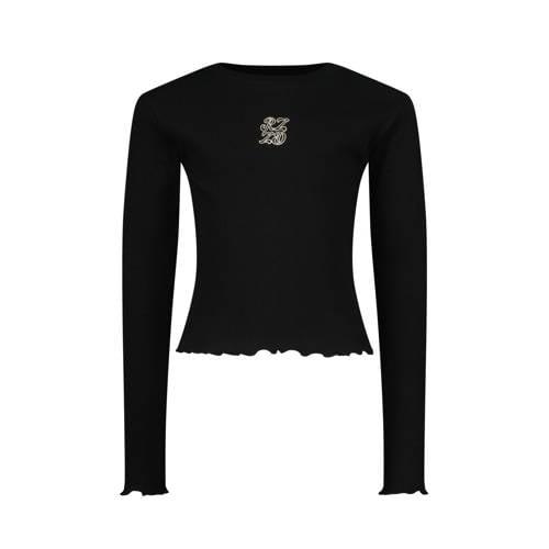 Raizzed longsleeve Rosie zwart Meisjes Stretchkatoen Ronde hals Effen ...