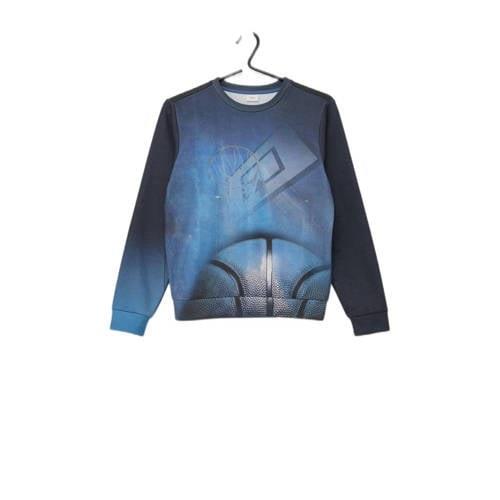 s.Oliver sweater met all over print lichtblauw Jongens Polyester Ronde...