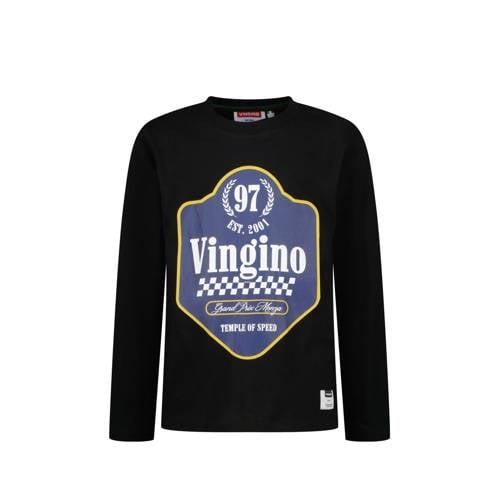 Vingino longsleeve Zwart Jongens Katoen Ronde hals Printopdruk - 128