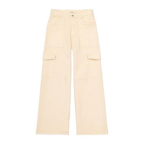 Garcia low waist wide leg cargobroek beige Meisjes Stretchkatoen Effen...